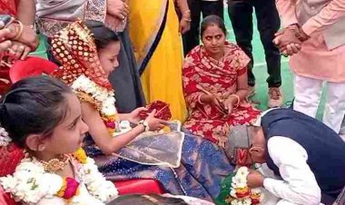 सौगातों की विकास यात्रा : विधायक मकवाना ने पहले कन्याओं के पैरों का पूजन किया फिर 89 लाख के विकास कार्यों की नींव रखी