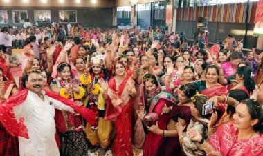 फाग उत्सव मे झूमे भाजपा जिलाध्यक्ष उपाध्याय, महापौर पटेल और पूर्व गृह मंत्री कोठारी, एक-दूसरे को दी होली की बधाई