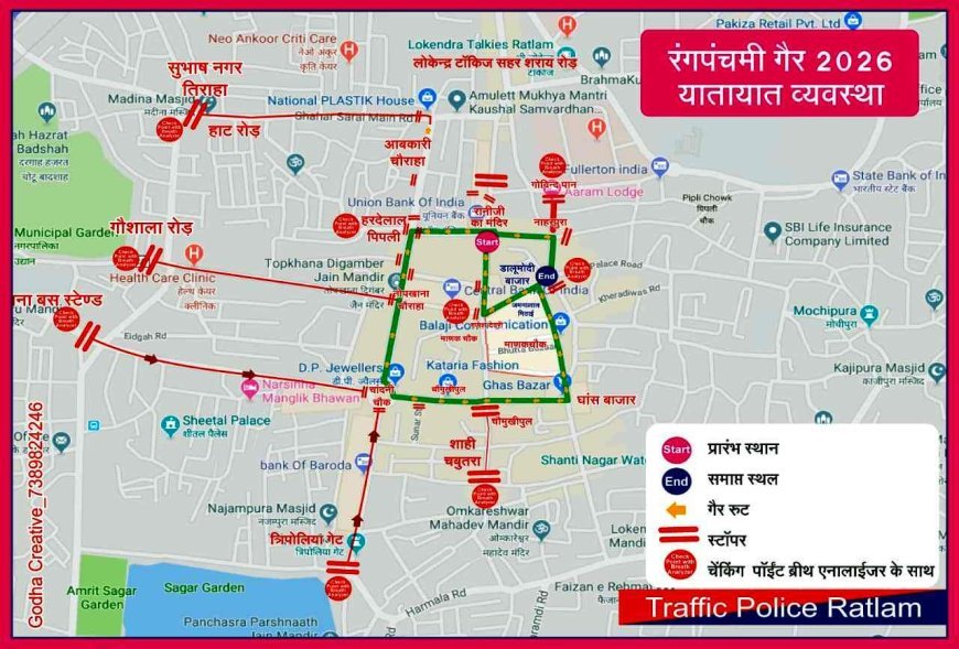 शांति के लिए सतर्कता ! रंगपंचमी की गेर के लिए पुलिस ने जारी किया रूट प्लान, ड्रोन कैमरे से की सुरक्षा की समीक्षा
