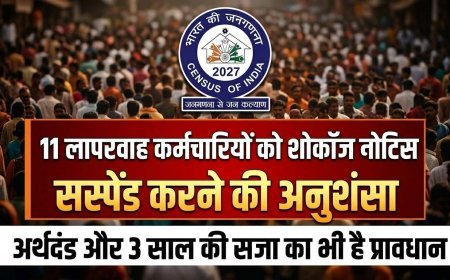 लापरवाहों पर सख्ती ! जनगणना प्रशिक्षण में अनुपस्थित कर्मचारियों को कारण बताओ नोटिस जारी, सस्पेंड करने की अनुशंसा की, 3 साल की सजा भी हो सकती है