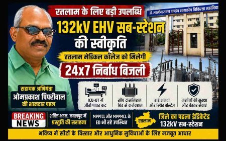 ब्रेकिंग न्यूज ! रतलाम मेडिकल कॉलेज के लिए ऐतिहासिक उपलब्धि, सीधे मुख्य ग्रिड से जुड़ेगा संस्थान; 132 kV EHV सब-स्टेशन को मिली हरी झंडी