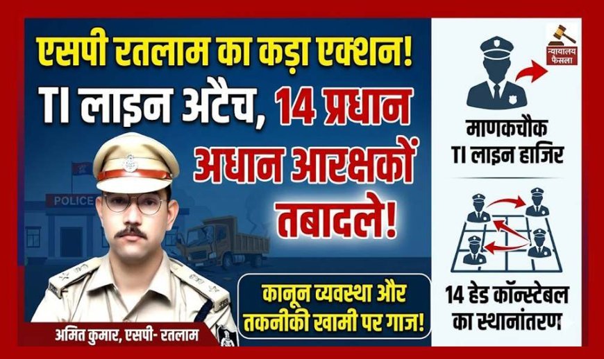 रतलाम SP का बड़ा एक्शन: माणकचौक थाना प्रभारी लाइन अटैच, 14 प्रधान आरक्षकों के तबादले से महकमे में हड़कंप