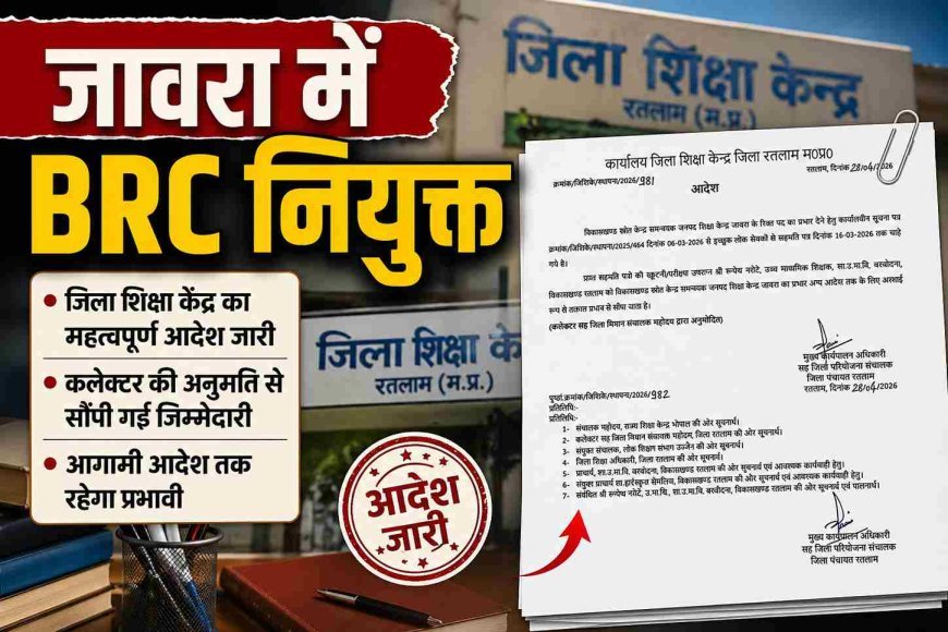 बड़ी खबर ! जावरा BRC की हुई नियुक्ति, जिला पंचायत CEO ने जारी किया आदेश, जानिए- किसे मिली यह महत्वपूर्ण जिम्मेदारी