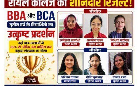 रॉयल कॉलेज का शानदार रिजल्ट: BBA-BCA में विद्यार्थियों ने लहराया परचम, कई छात्रों ने हासिल किए 85% से अधिक अंक