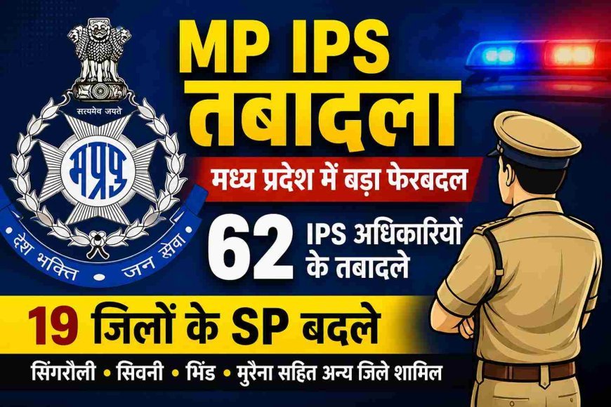 MP Police की बड़ी सर्जरी ! आधी रात को 62 IPS अफसरों का तबादला, 19 जिलों के SP बदले, सरकार ने दिया बड़ा संदेश