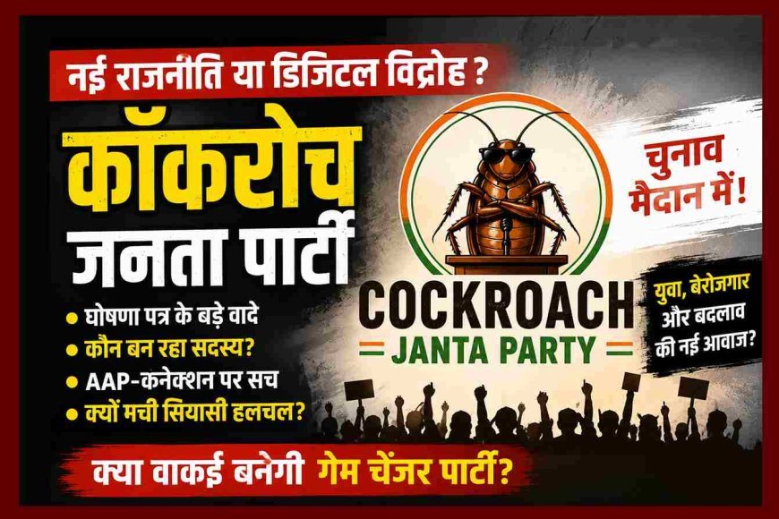बड़ी खबर ! अब 'कॉकरोच जनता पार्टी (CJP) भी चुनाव उतारेगी अपने प्रत्याशी ! जानिए- पार्टी का घोषणा पत्र और कौन है फाउंडर