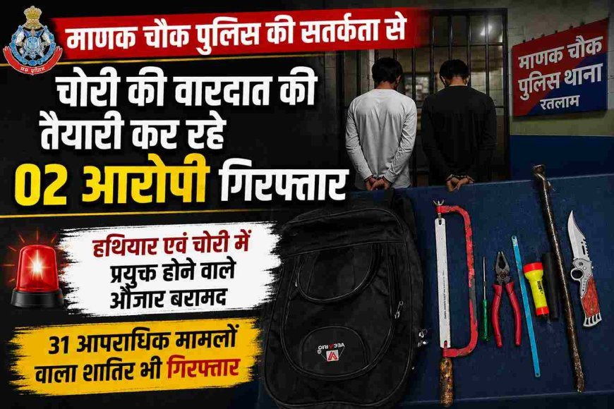 बहुत खूब ! रात में कॉलोनी के बाहर छिपकर बैठे थे दो चोर, पुलिस को देखकर भागे लेकिन पकड़े गए, 1 आरोपी के विरुद्ध दर्ज हैं 31 केस, हथियार और नकबजनी के औजार जब्त