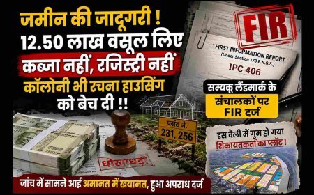 जमीन की जादूगरी ! 12.50 लाख वसूल लिए, कब्जा दिया न ही रजिस्ट्री कराई, कॉलोनी भी रचना हाउसिंग को बेच दी, सम्यक लैंडमार्क के संचालकों पर FIR दर्ज