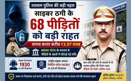 साइबर ठगी के पीड़ितों को राहत ! रतलाम पुलिस ने 68 पीड़ितों को वापस कराए करीब ₹3.97 लाख, SP अमित कुमार की पहल से कम राशि वाले मामलों में भी कार्रवाई तेज