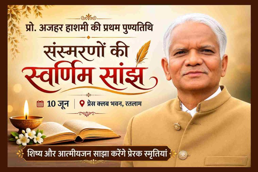 गुरु को शब्दांजलि !  प्रो. अजहर हाशमी की प्रथम पुण्यतिथि पर 10 जून को होगा ‘संस्मरणों की स्वर्णिम सांझ’ का आयोजन