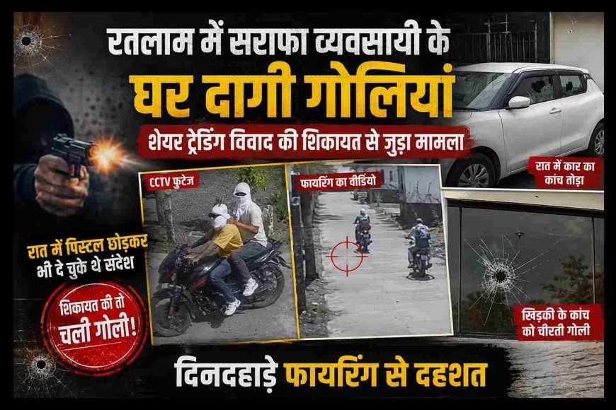 रतलाम में सराफा व्यवसायी के घर दागी गोलियां, रात में पिस्टल छोड़कर दे चुके थे संदेश, शेयर ट्रेडिंग विवाद की शिकायत से जुड़ा मामला, देखें वीडियो...