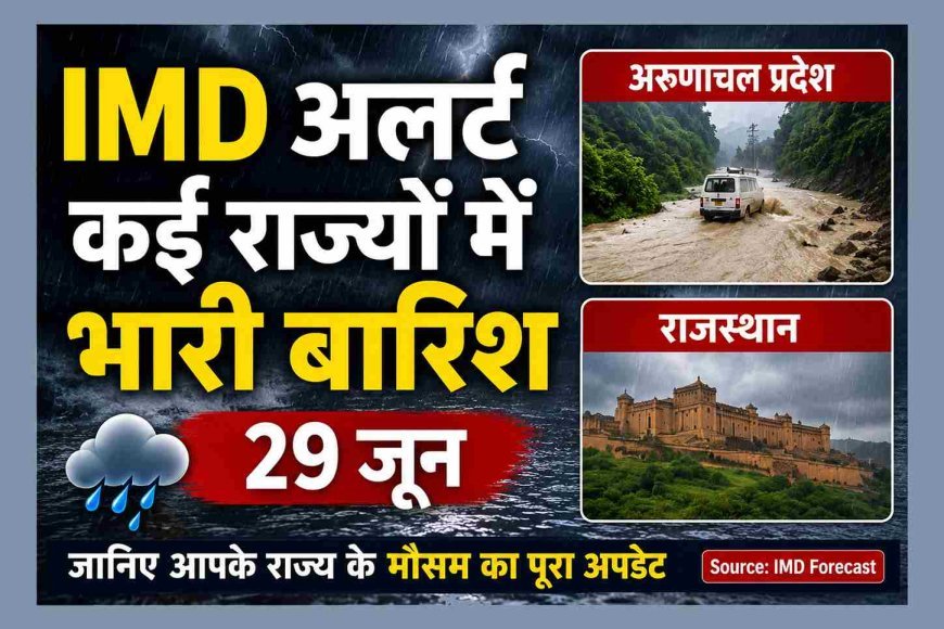 IMD Weather Update ! 29 जून को कई राज्यों में भारी से बहुत भारी बारिश का अलर्ट, रेड और ऑरेंज अलर्ट जारी