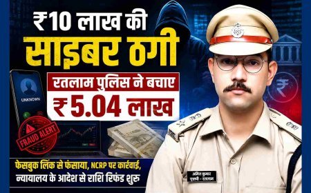 साइबर धोखाधड़ी ! शेयर मार्केट में निवेश का झांसा देकर की ₹10 लाख से अधिक की ठगी, रतलाम पुलिस ने ₹5.04 लाख की राशि बचाई