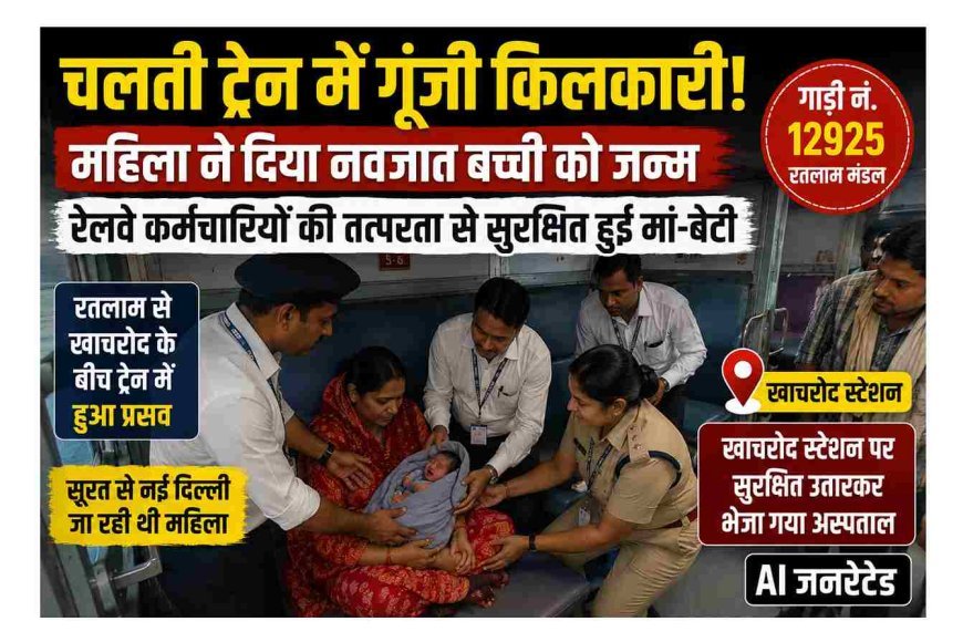 ट्रेन में गूंजी किलकारी ! सूरत से नई दिल्ली जा रही महिला ने बच्ची को दिया जन्म, यात्रियों व रेल कर्मचारियों की तत्परता से मिला उपचार