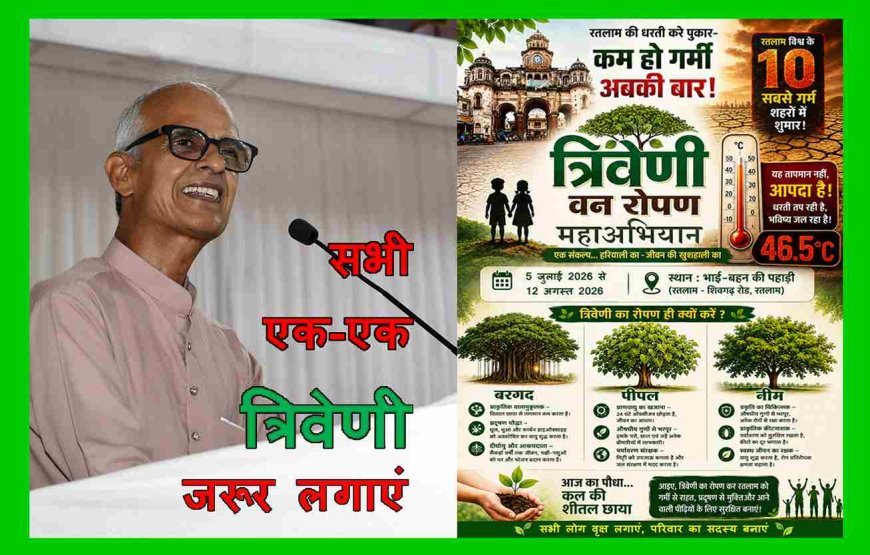 विश्व के सबसे गर्म शहरों में शामिल रतलाम को हरित बनाने का संकल्प, 'त्रिवेणी वन रोपण महाअभियान' का शुभारंभ
