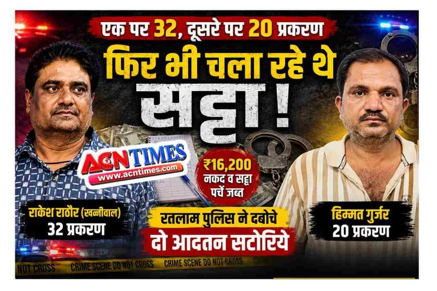 सक्रियता और सवाल ? कुख्यात सटोरिया राकेश खन्नीवाल और साथी हिम्मत गुर्जर गिरफ्तार, 32 और 20 अपराध के बाद भी खुलेआम चला रहे थे सट्टा!