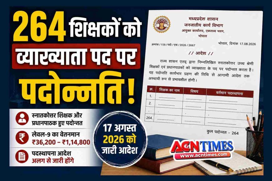 264 स्नातकोत्तर शिक्षकों और प्रधानाध्यापकों को व्याख्याता पद पर पदोन्नत, जनजातीय कार्य विभाग ने जारी किया आदेश, देखें सूची