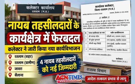 रतलाम में नायब तहसीलदारों के कार्यक्षेत्र में फेरबदल, कलेक्टर ने जारी किया नया कार्यविभाजन