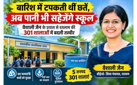 समस्या एक थी, समाधान दो ! पहले बारिश में टपकती थीं स्कूल की छतें, अब पानी भी सहेजेंगी; CEO वैशाली जैन के प्रयास से रतलाम के 301 स्कूलों में बदली तस्वीर