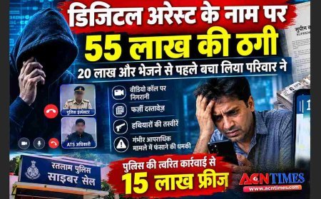 बड़ा मामला ! पुलिस-ATS अधिकारी बनकर डिजिटल अरेस्ट के नाम पर 55 लाख की साइबर ठगी, रतलाम पुलिस ने 15 लाख फ्रीज कराए, 20 लाख की ठगी भी रोकी