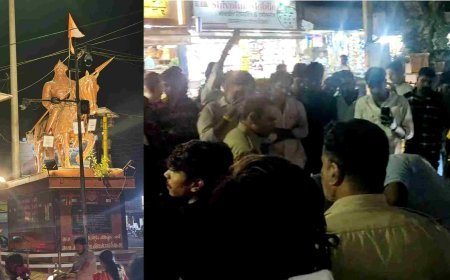 रतलाम में महाराणा प्रताप की प्रतिमा पर हैलोजन लगाने से भड़का राजपूत समाज, सैलाना बस स्टैंड पर किया चक्काजाम, पुलिस हटवाई लाइट