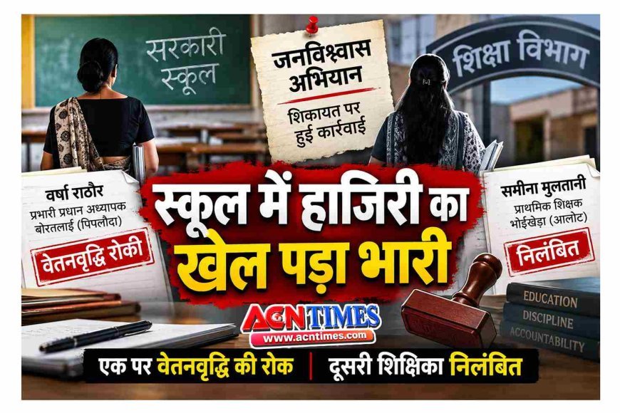 स्कूल में ऑनलाइन हाजिरी का खेल पड़ा भारी, एक शिक्षिका की वेतनवृद्धि रोकी, दूसरी निलंबित