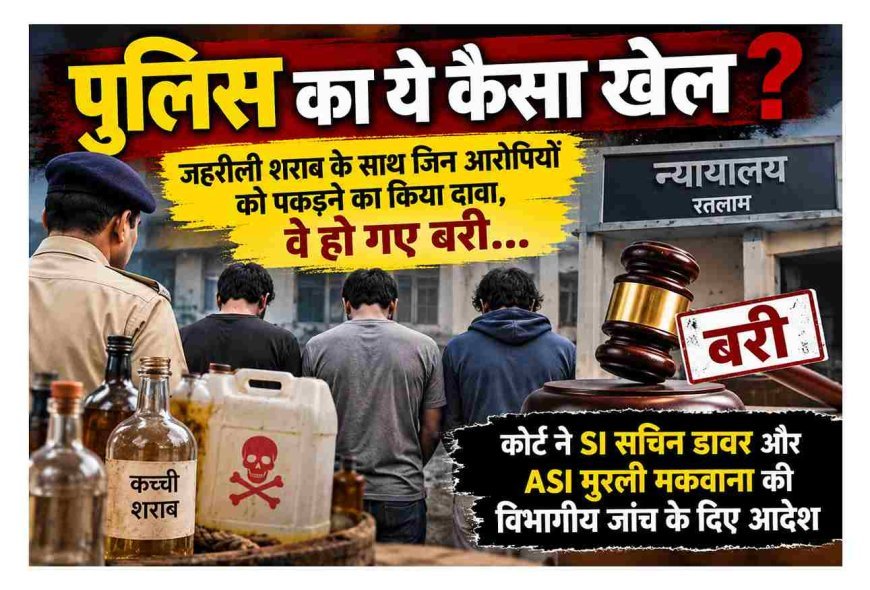 जहरीली शराब के साथ 3 आरोपियों को पकड़ने का किया दावा, जांच में लापरवाही बरती, गवाह भी मुकरे, कोर्ट ने कर दिया बरी, SI और ASI की विभागीय जांच का दिया आदेश