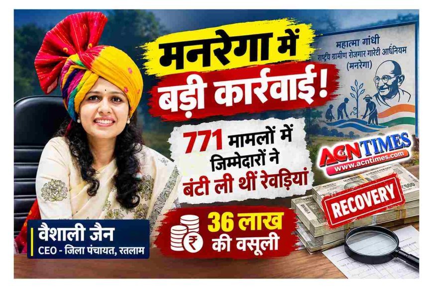 बड़ी कार्रवाई ! मनरेगा के नाम पर 771 कार्यों में सरकारी धन की हुई बंदरबांट, जिला पंचायत CEO वैशाली जैन ने चलाया डंडा तो हो गई 36 लाख की वसूली