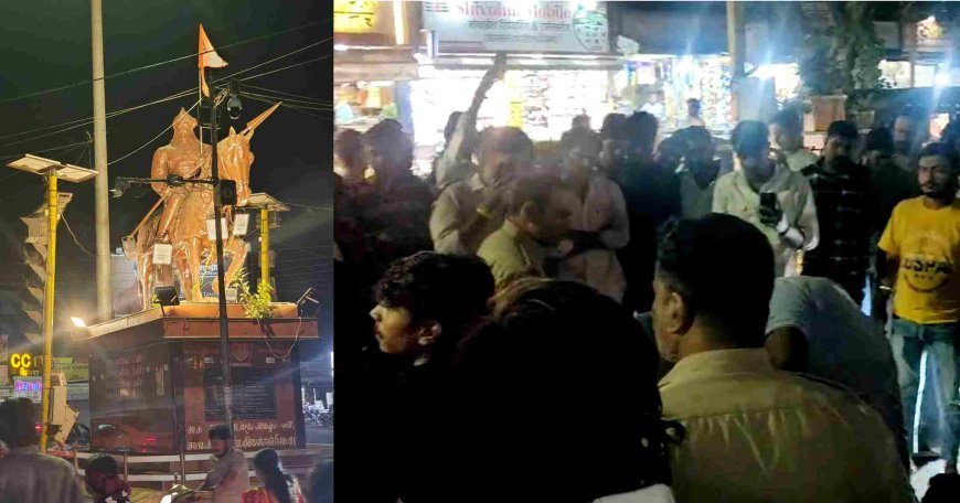 रतलाम में महाराणा प्रताप की प्रतिमा पर हैलोजन लगाने से भड़का राजपूत समाज, सैलाना बस स्टैंड पर किया चक्काजाम, पुलिस हटवाई लाइट