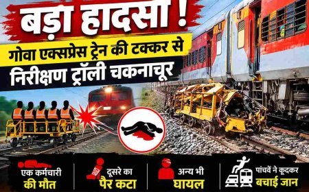 रतलाम रेल मंडल में हादसा ! गोवा एक्सप्रेस ट्रेन ने निरीक्षण ट्रॉली को मारी टक्कर, ट्रॉली क्षतिग्रस्त, एक कर्मचारी की मौत; दूसरा गंभीर