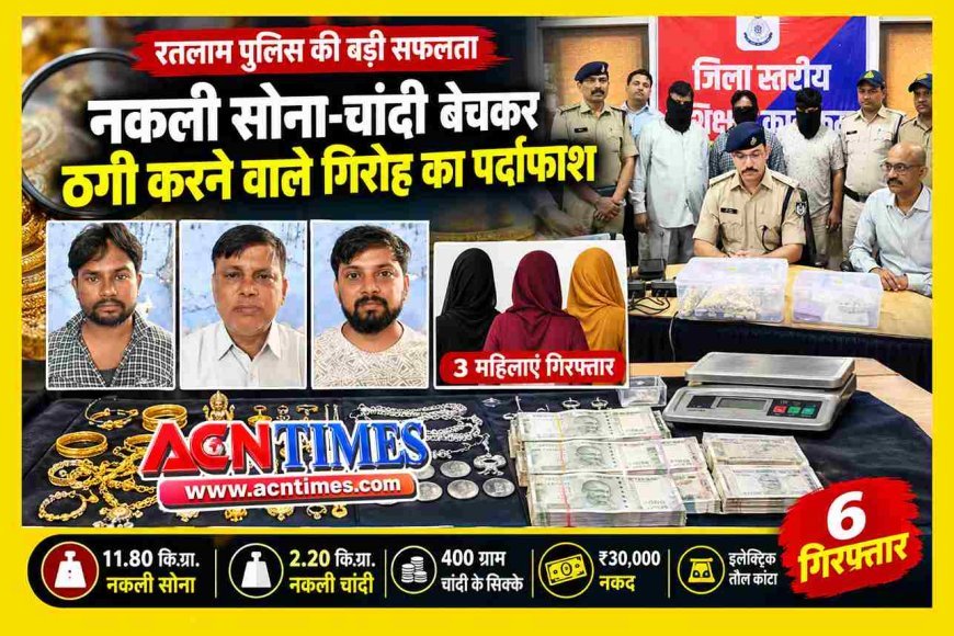 नकली सोना-चांदी बेचकर ठगने वाला अंतरराज्यीय गिरोह बेनकाब, 3 पुरुष और 3 महिलाएं गिरफ्तार, 14 किलो नकली सोने-चांदी के आभूषण जब्त