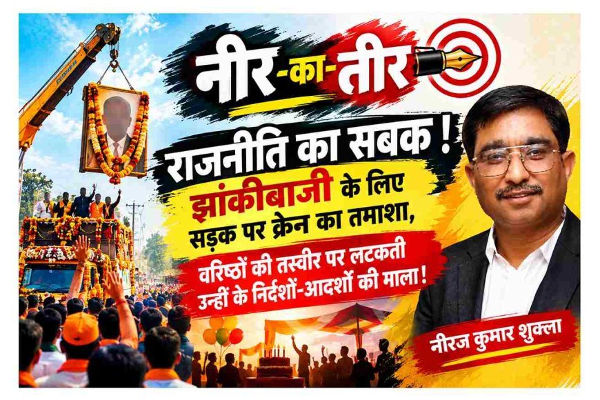 राजनीति का सबक ! झांकीबाजी के लिए सड़क पर तमाशा, वरिष्ठों की तस्वीर पर लटकती उन्हीं के निर्देशों-आदर्शों की माला!